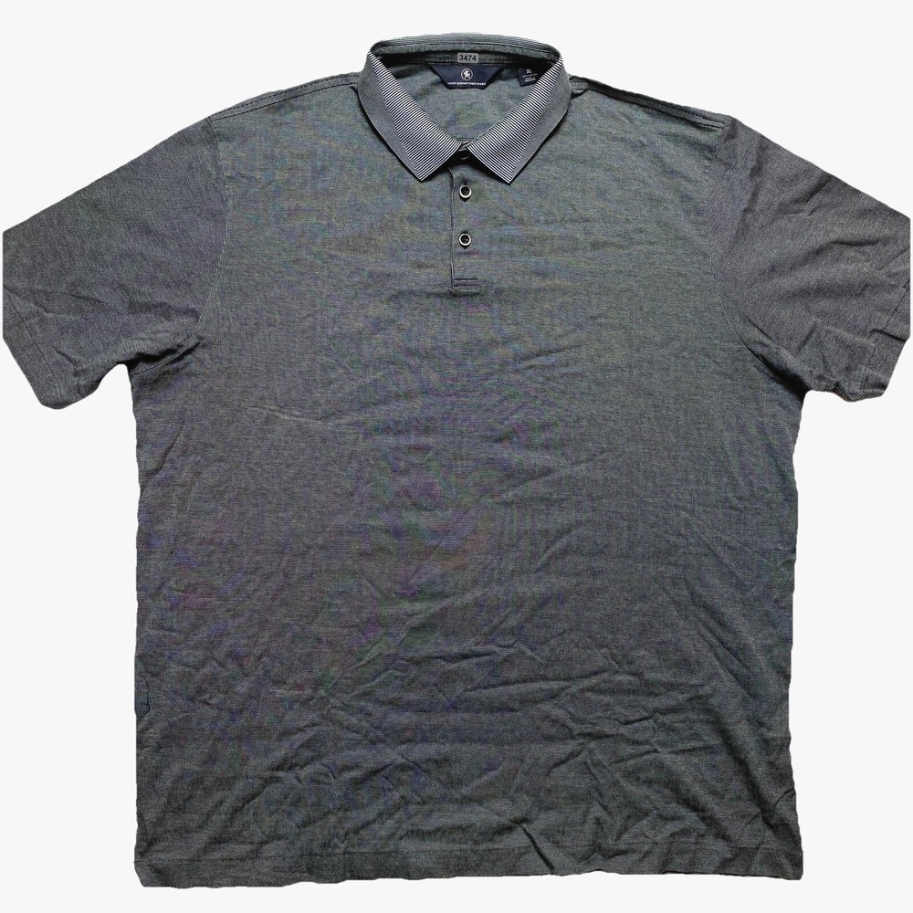 Hart Schaffner Marx Polo Shirt Mens Extra Large Gray Short Sleeve Pin Dot